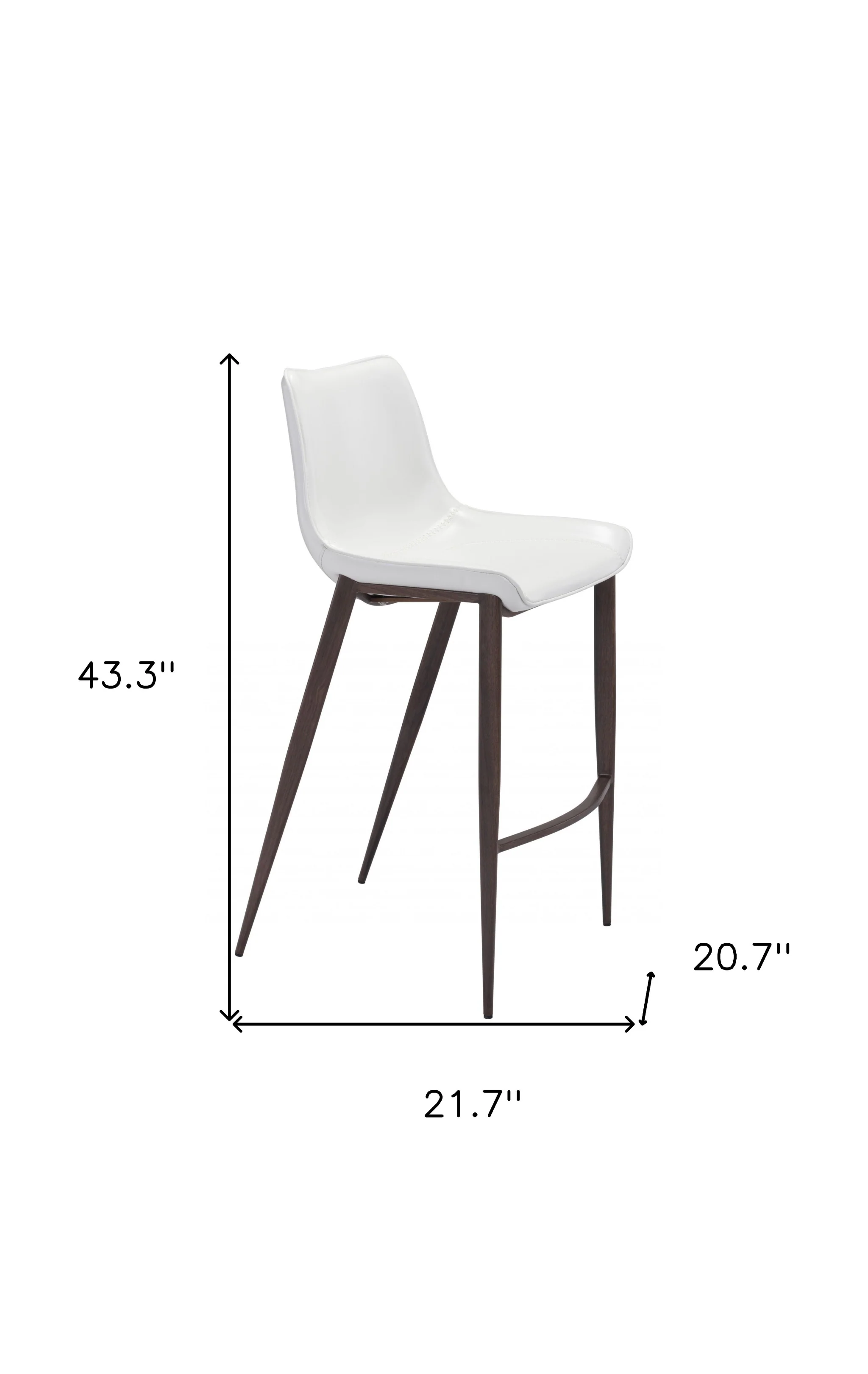 Gray Faux Leather and White Steel Modern Stitch Bucket Bar Chairs By Homeroots - Image 8