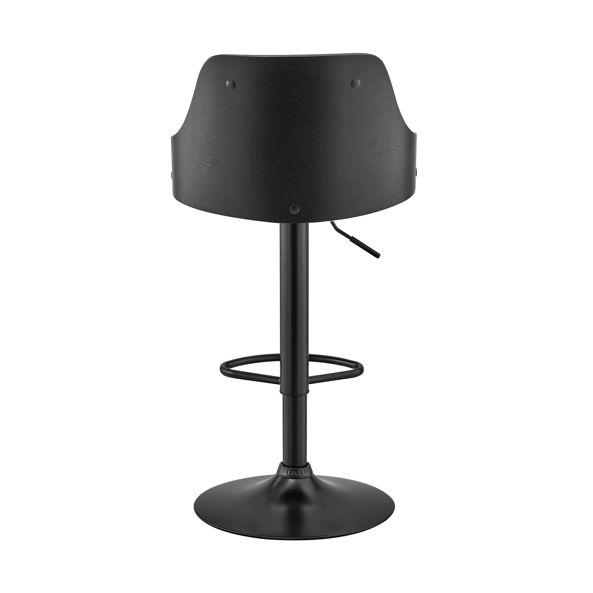 Gray Faux Leather Black Base Adjustable Modern Bar Stool By Homeroots - Image 6