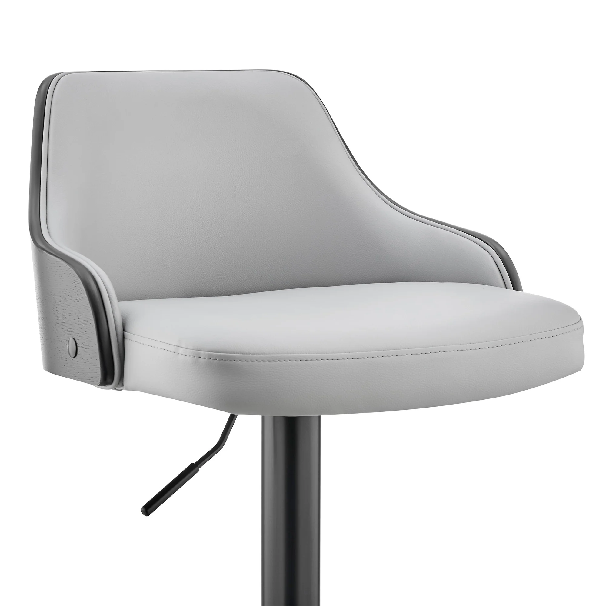 Gray Faux Leather Black Base Adjustable Modern Bar Stool By Homeroots - Image 7