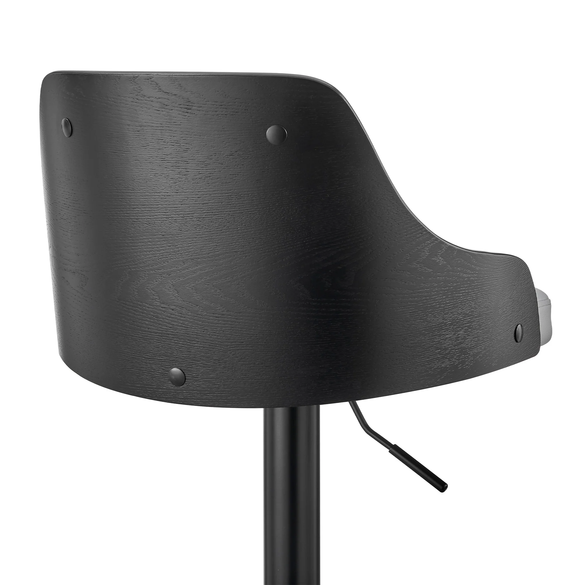 Gray Faux Leather Black Base Adjustable Modern Bar Stool By Homeroots - Image 8