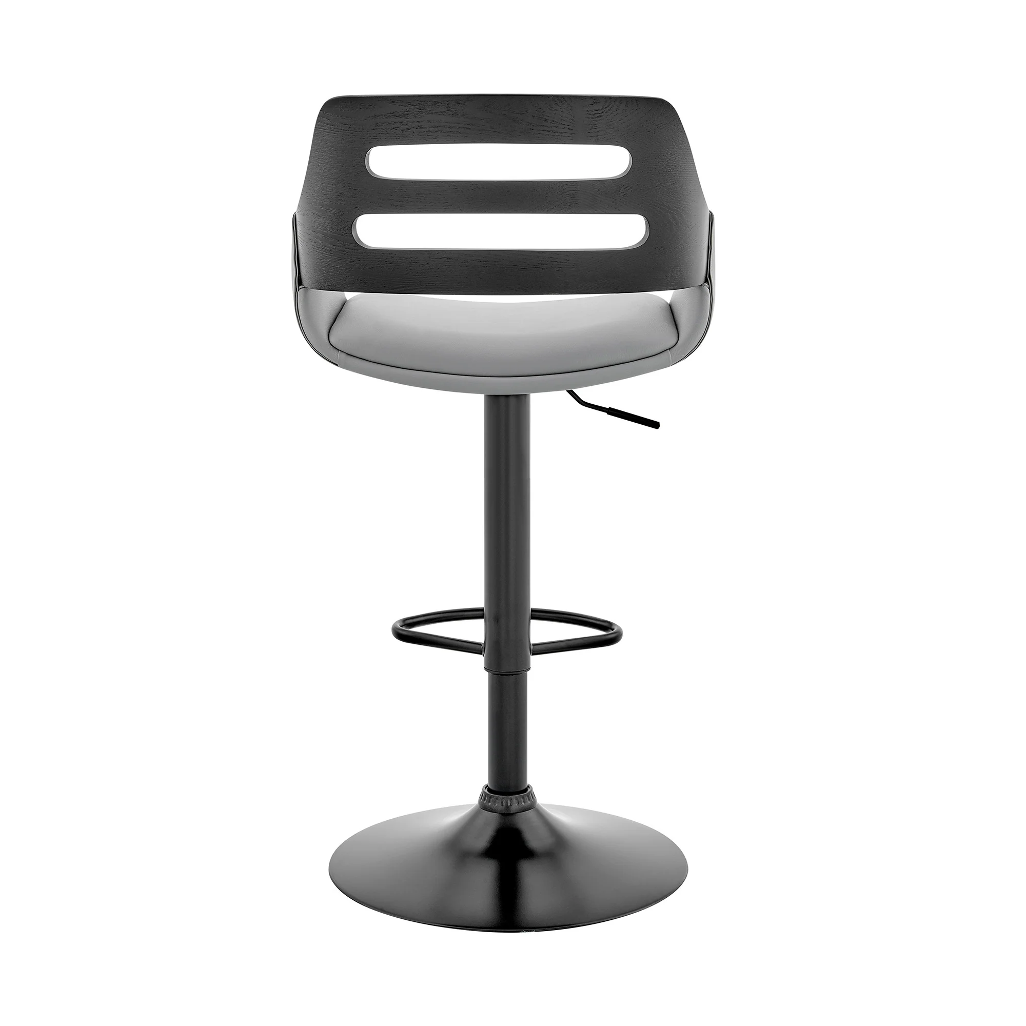 Gray Faux Leather & Black Wood Adjustable Bar Stool By Homeroots - Image 6