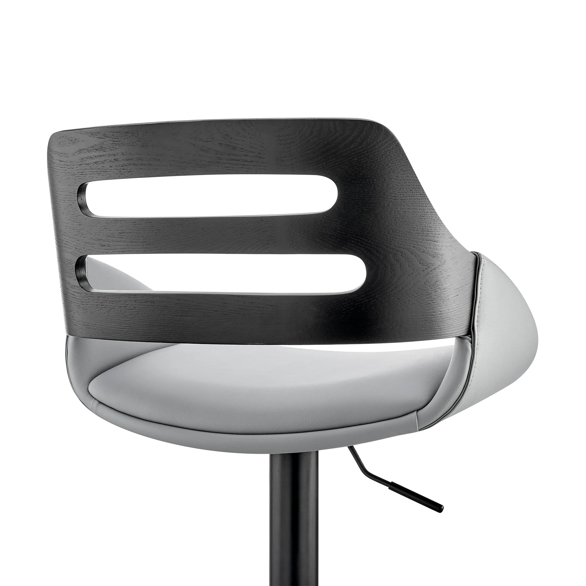Gray Faux Leather & Black Wood Adjustable Bar Stool By Homeroots - Image 8