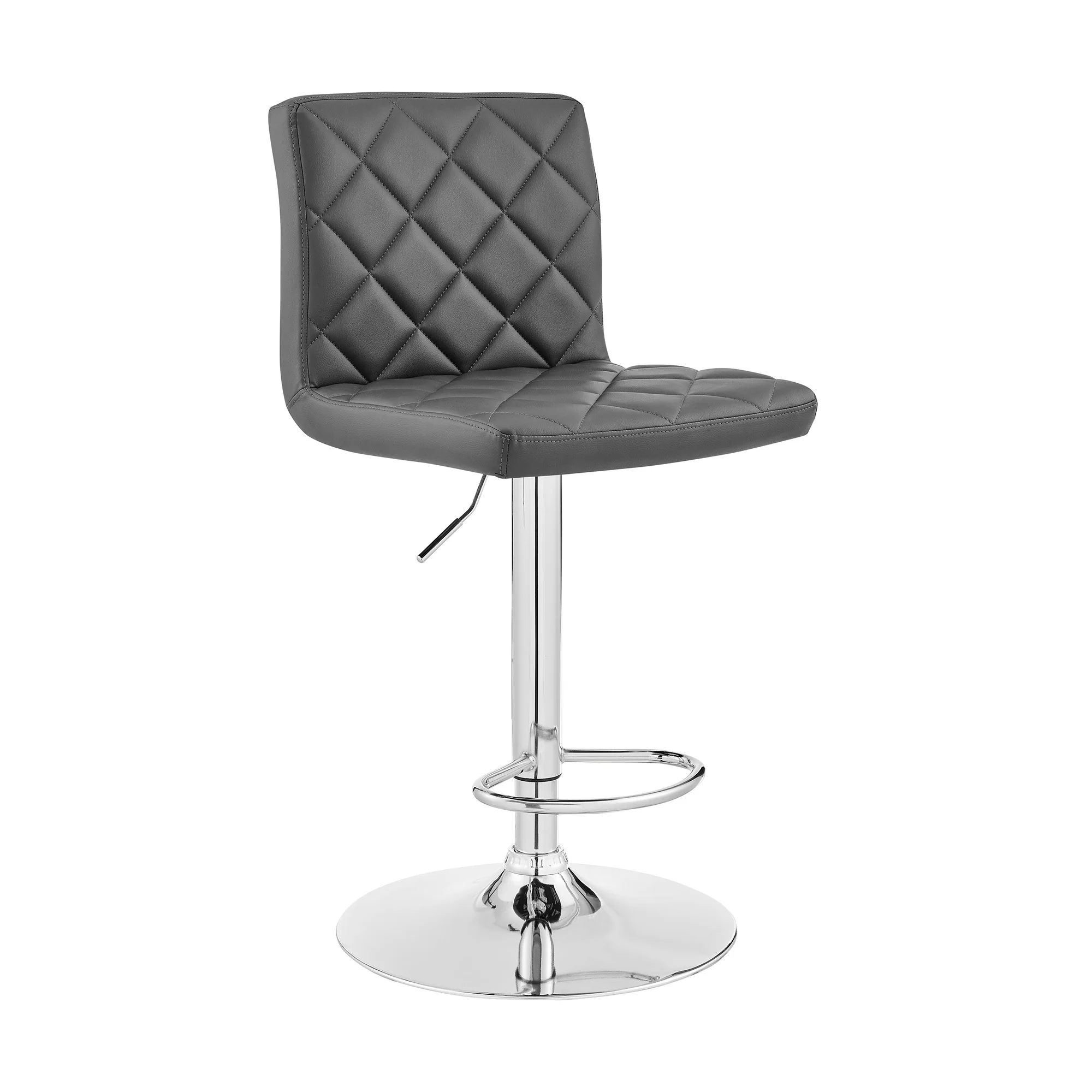 Gray Faux Leather Chrome Base Swivel Adjustable Bar Stool By Homeroots - Image 2