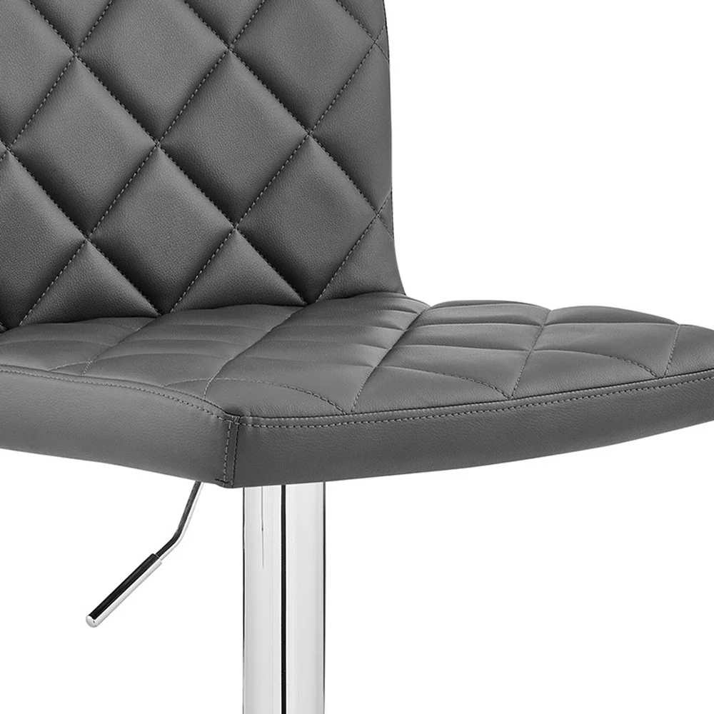Gray Faux Leather Chrome Base Swivel Adjustable Bar Stool By Homeroots - Image 4
