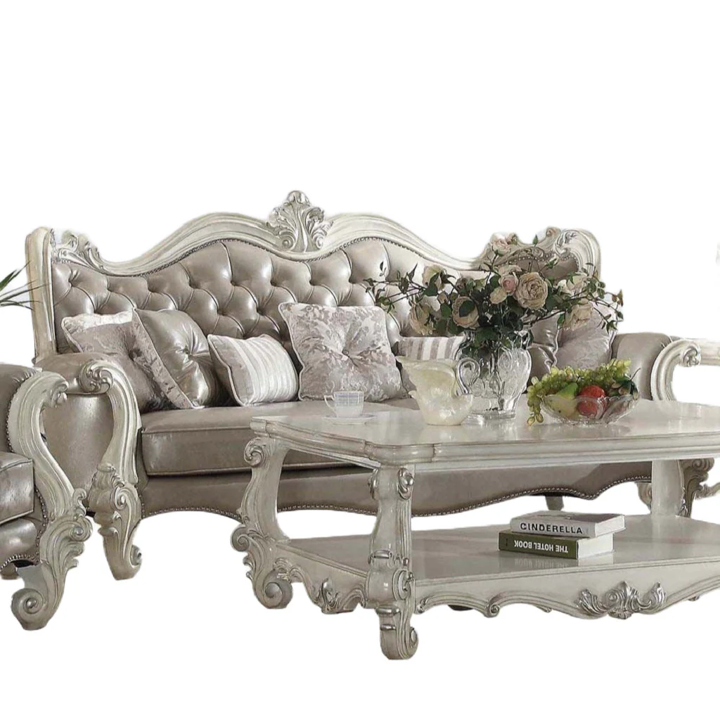 Gray Faux Leather Curved Sofa And Toss Pillows With Bone Legs By Homeroots - Image 3