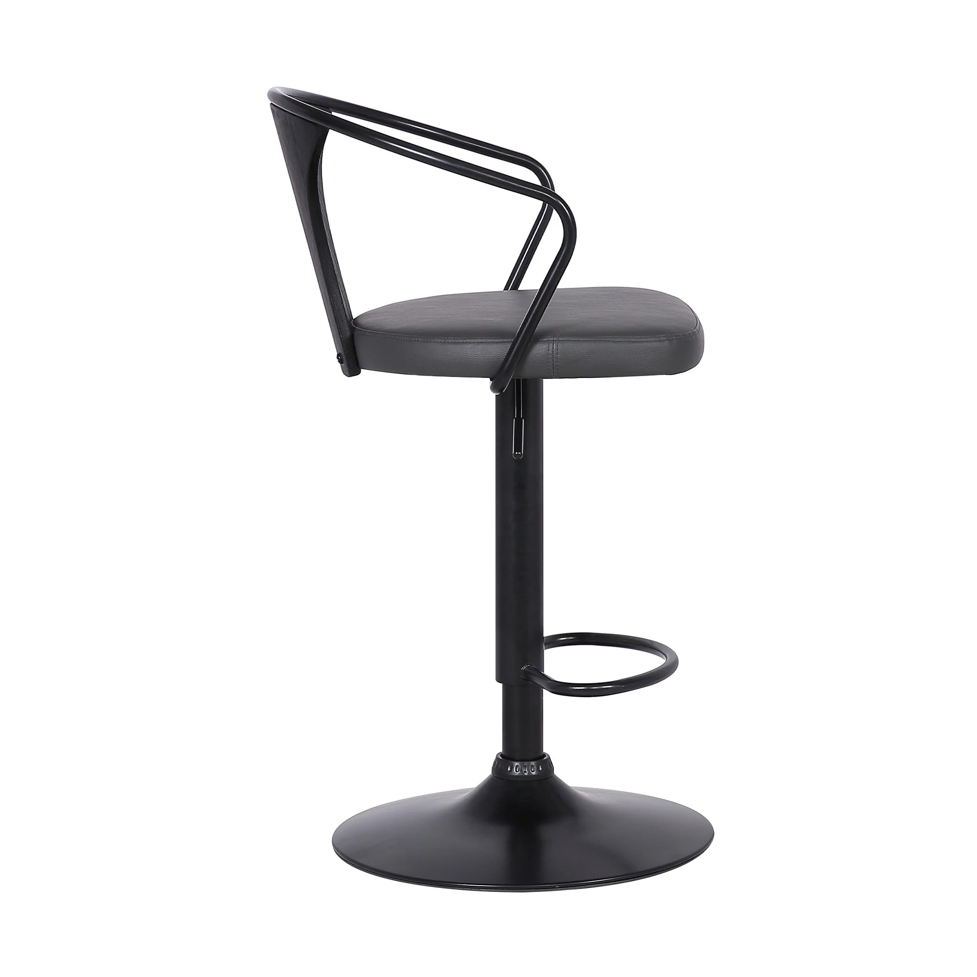 Gray Faux Leather & Metal Base Adjustable Bar Stool By Homeroots - Image 4