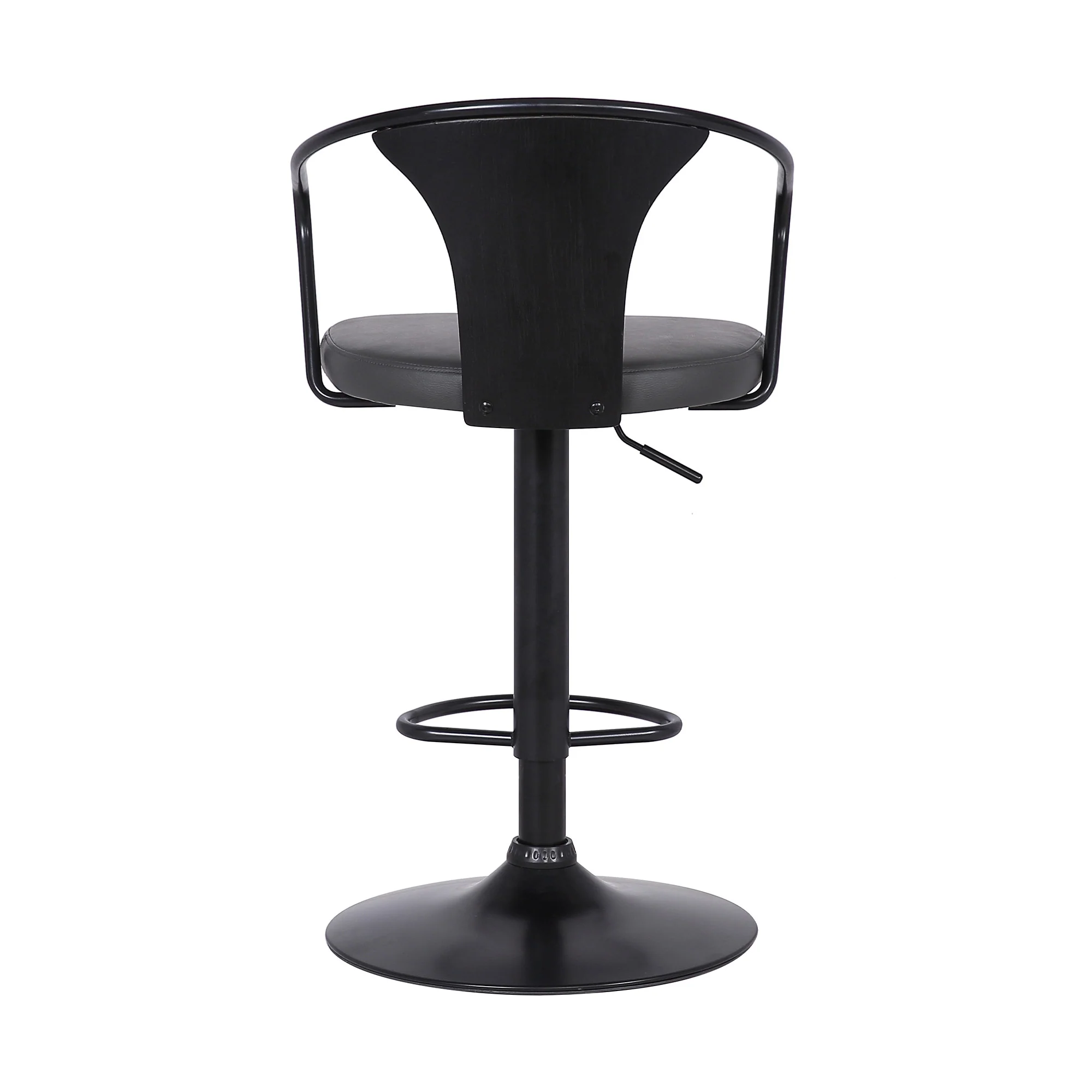 Gray Faux Leather & Metal Base Adjustable Bar Stool By Homeroots - Image 5