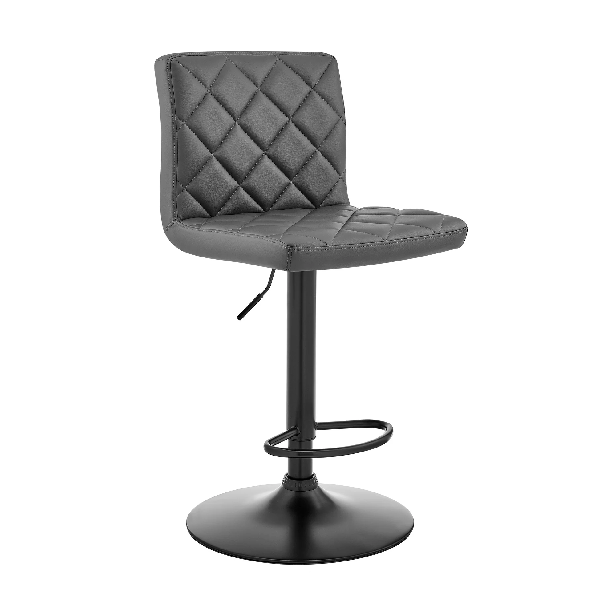 Gray Faux Leather Swivel Adjustable Bar Stool By Homeroots - Image 2