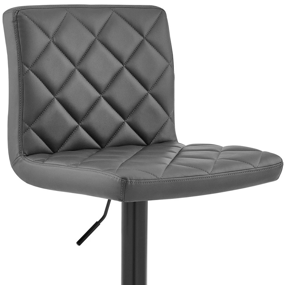 Gray Faux Leather Swivel Adjustable Bar Stool By Homeroots - Image 3