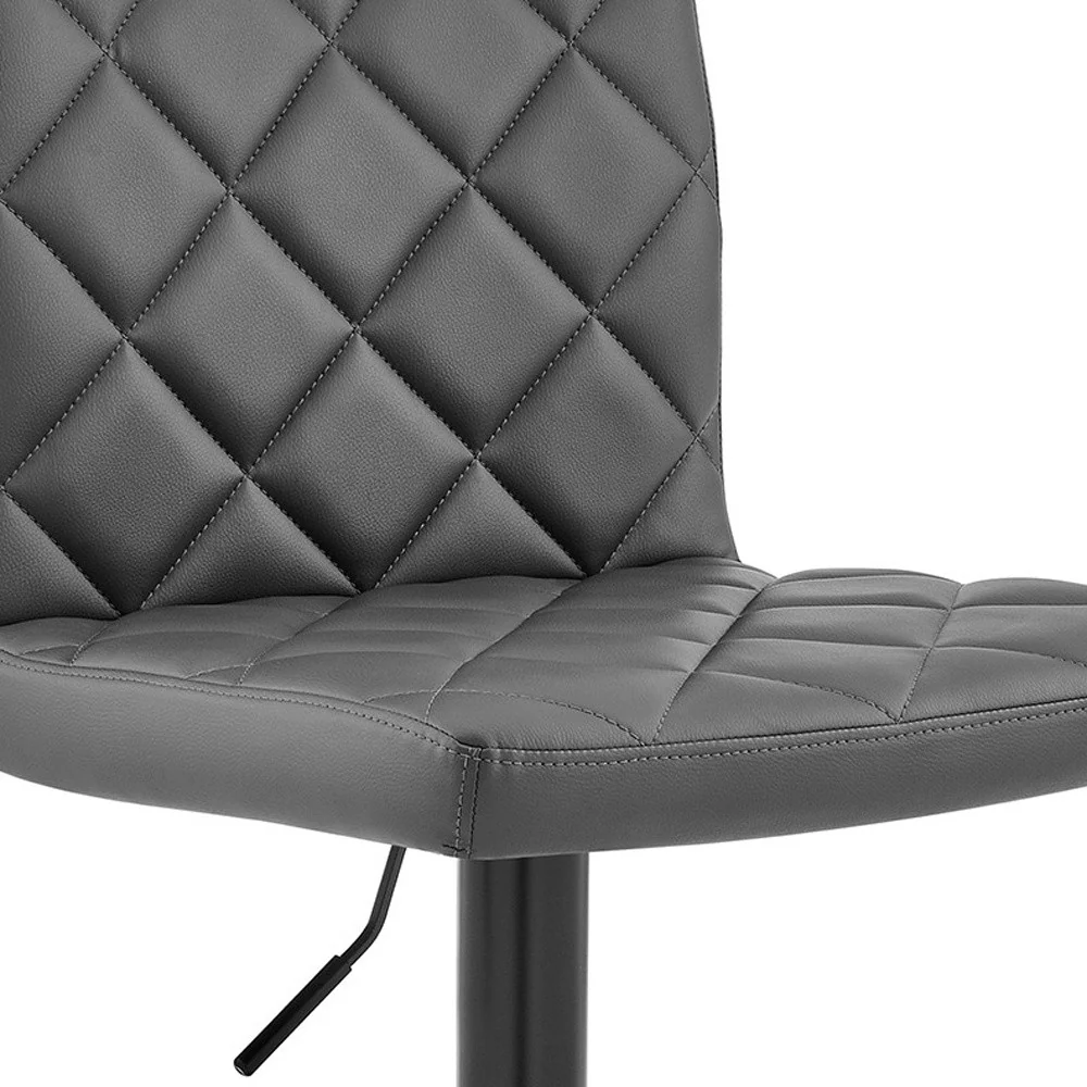 Gray Faux Leather Swivel Adjustable Bar Stool By Homeroots - Image 4