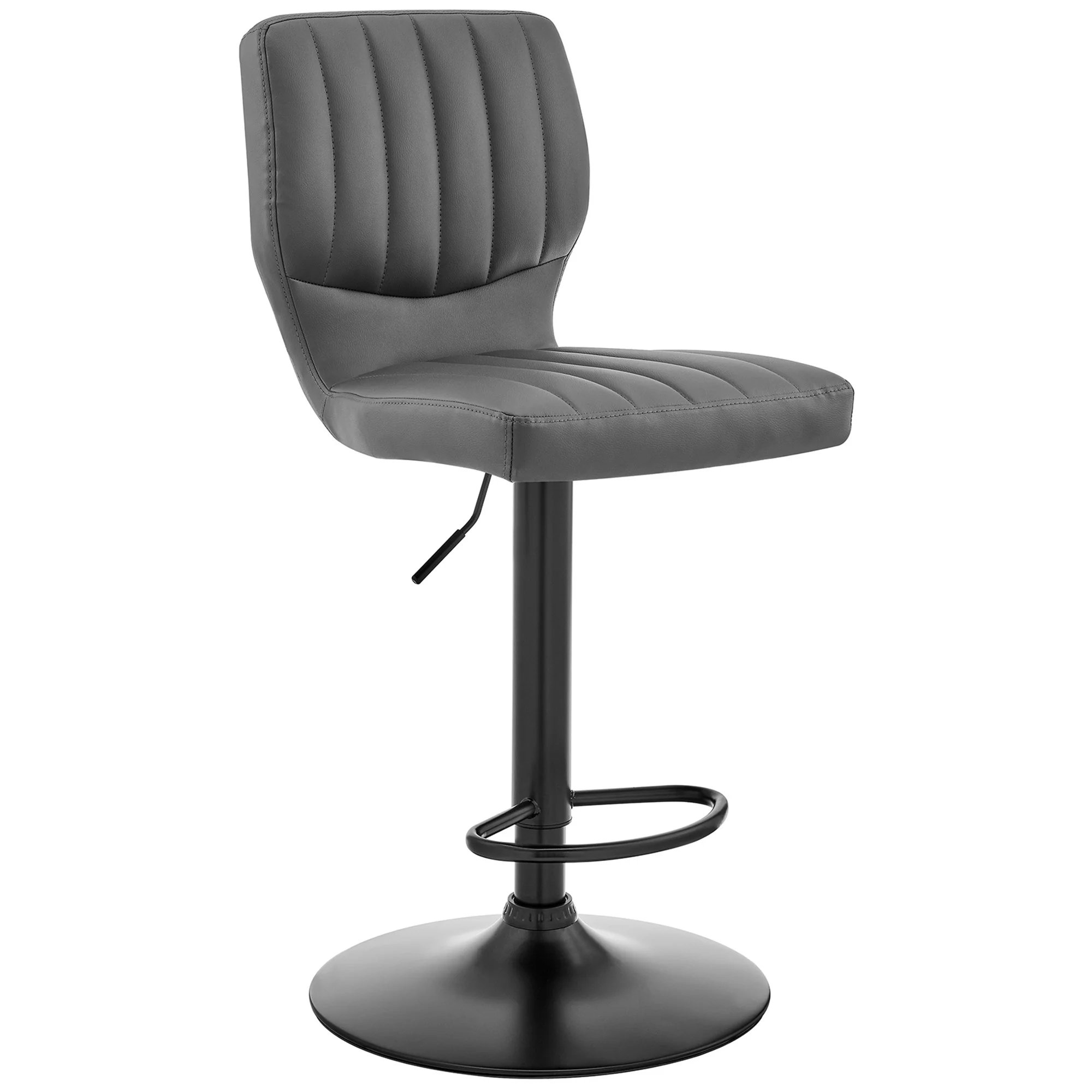 Gray Faux Leather Textured Adjustable Bar Stool By Homeroots - Image 2