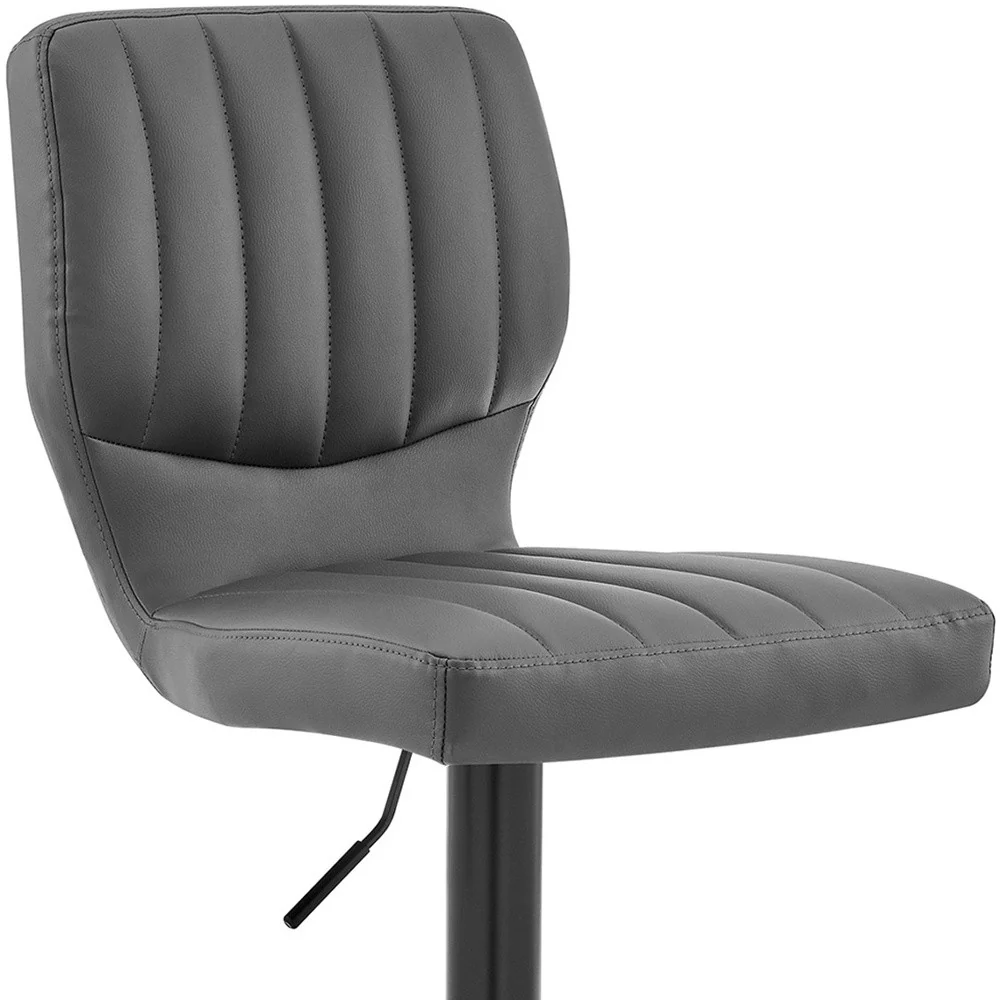 Gray Faux Leather Textured Adjustable Bar Stool By Homeroots - Image 3