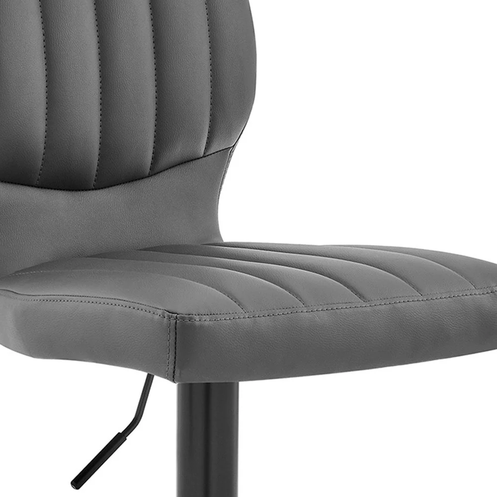 Gray Faux Leather Textured Adjustable Bar Stool By Homeroots - Image 4