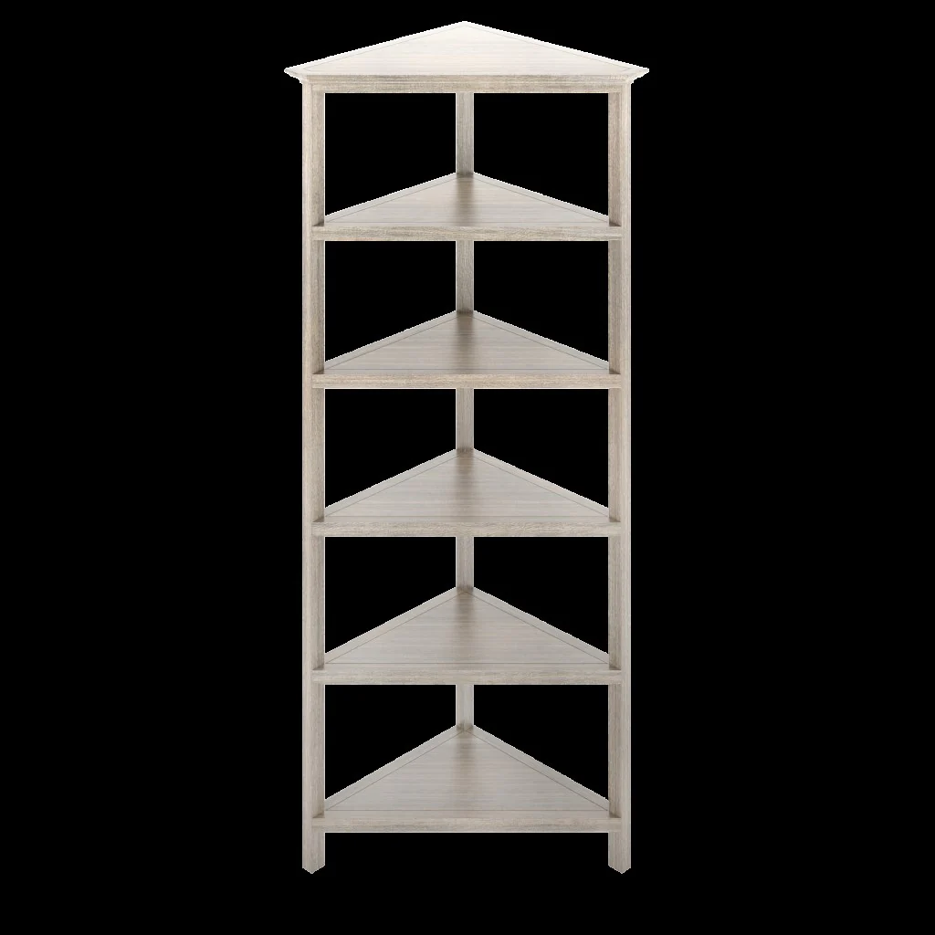 Gray Five Tier Solid Wood Corner Bookcase By Homeroots - Image 2