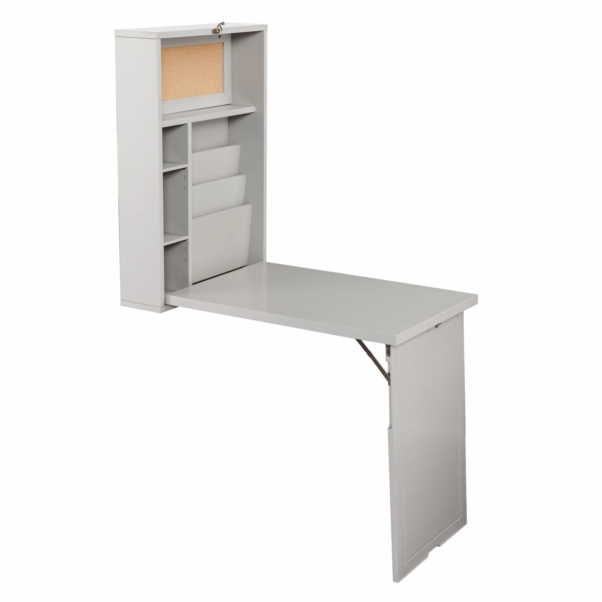 Gray Fold Out Convertible Wall Mount Desk By Homeroots - Image 5
