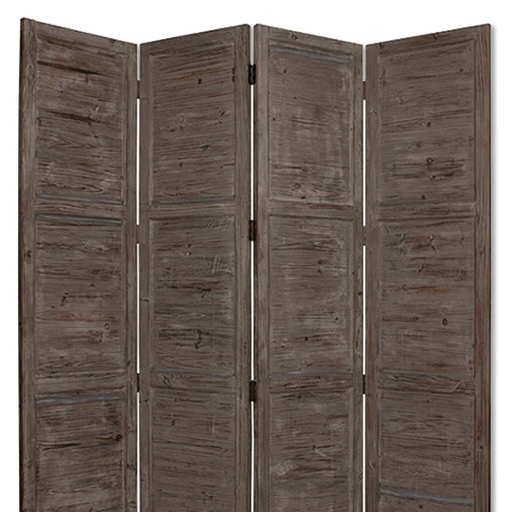 Gray Folding Four Panel Screen Room Divider By Homeroots - Image 4