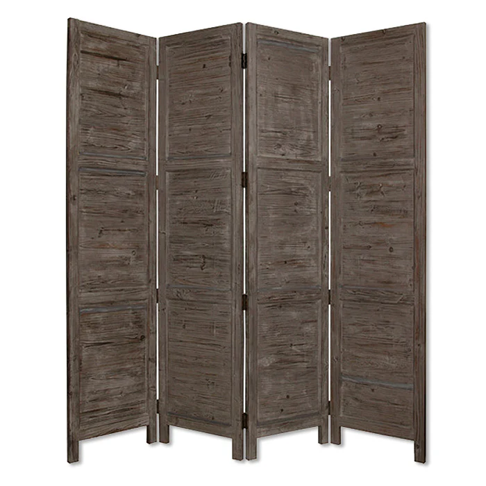 Gray Folding Four Panel Screen Room Divider By Homeroots - Image 6
