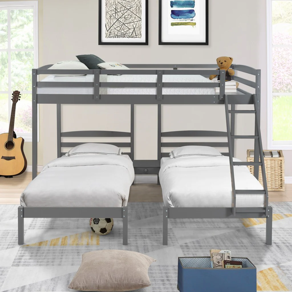 Gray Full Over Double Twin Triple Bunk Bed By Homeroots - Image 5