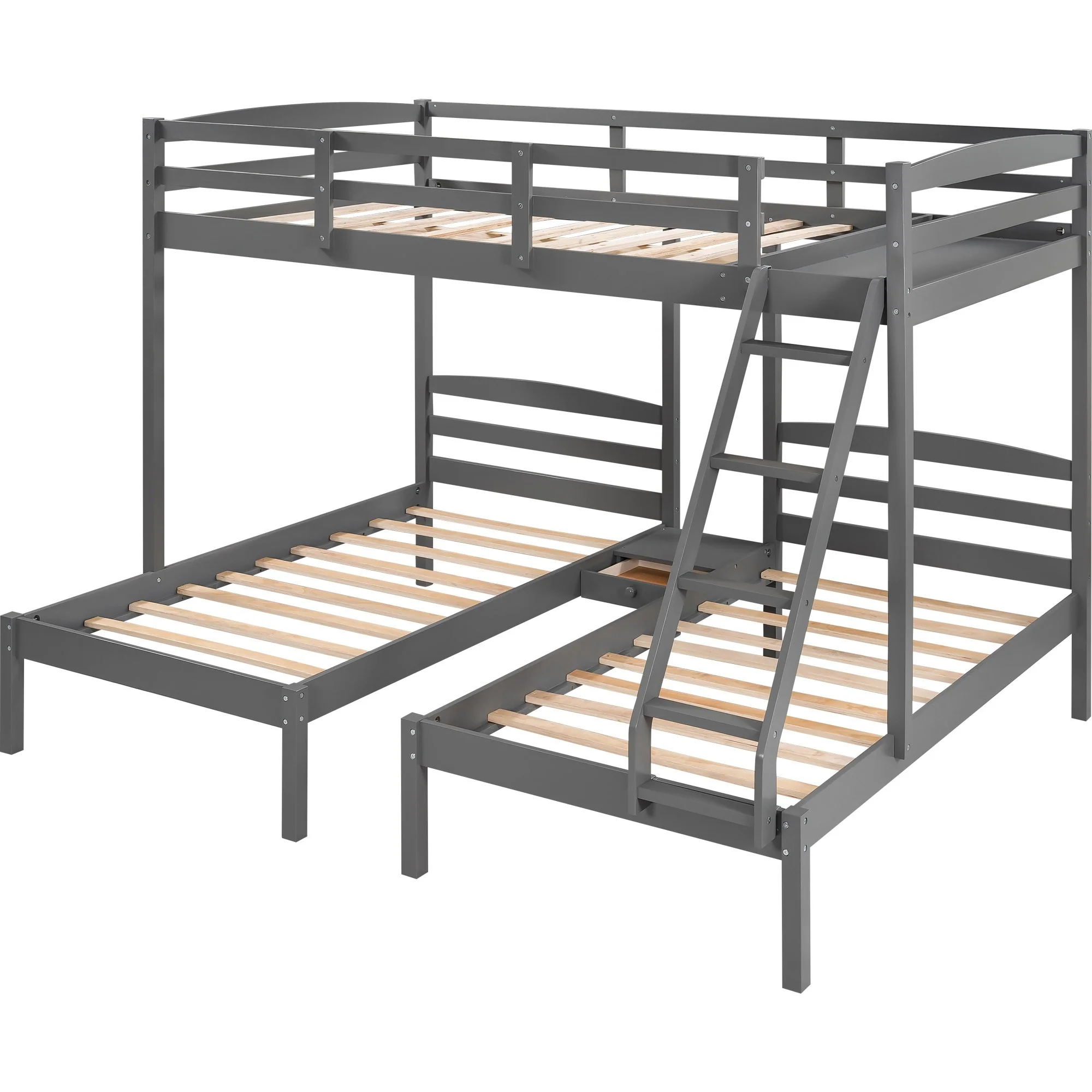 Gray Full Over Double Twin Triple Bunk Bed By Homeroots - Image 7