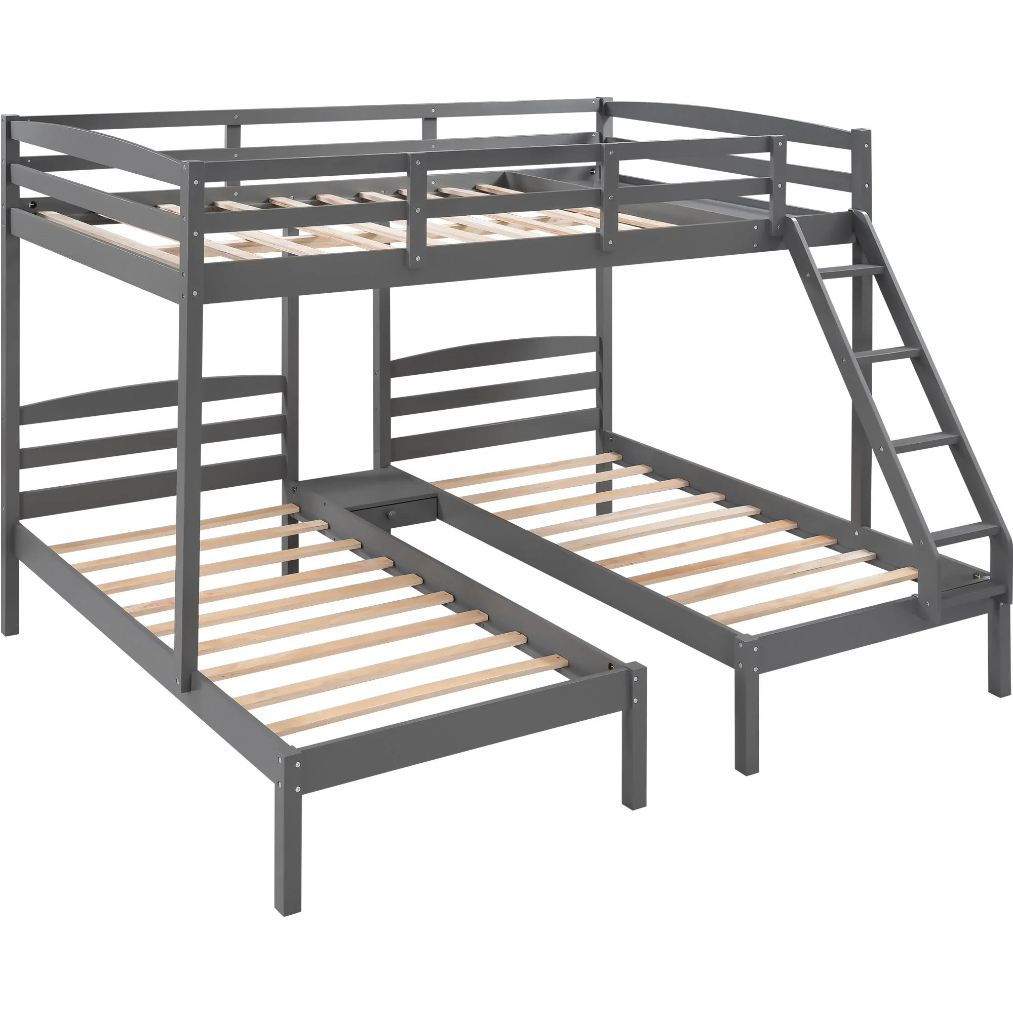 Gray Full Over Double Twin Triple Bunk Bed By Homeroots - Image 8