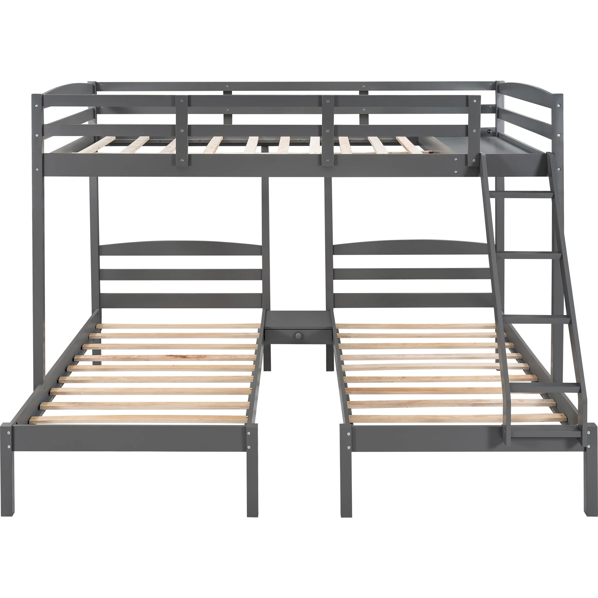 Gray Full Over Double Twin Triple Bunk Bed By Homeroots - Image 9