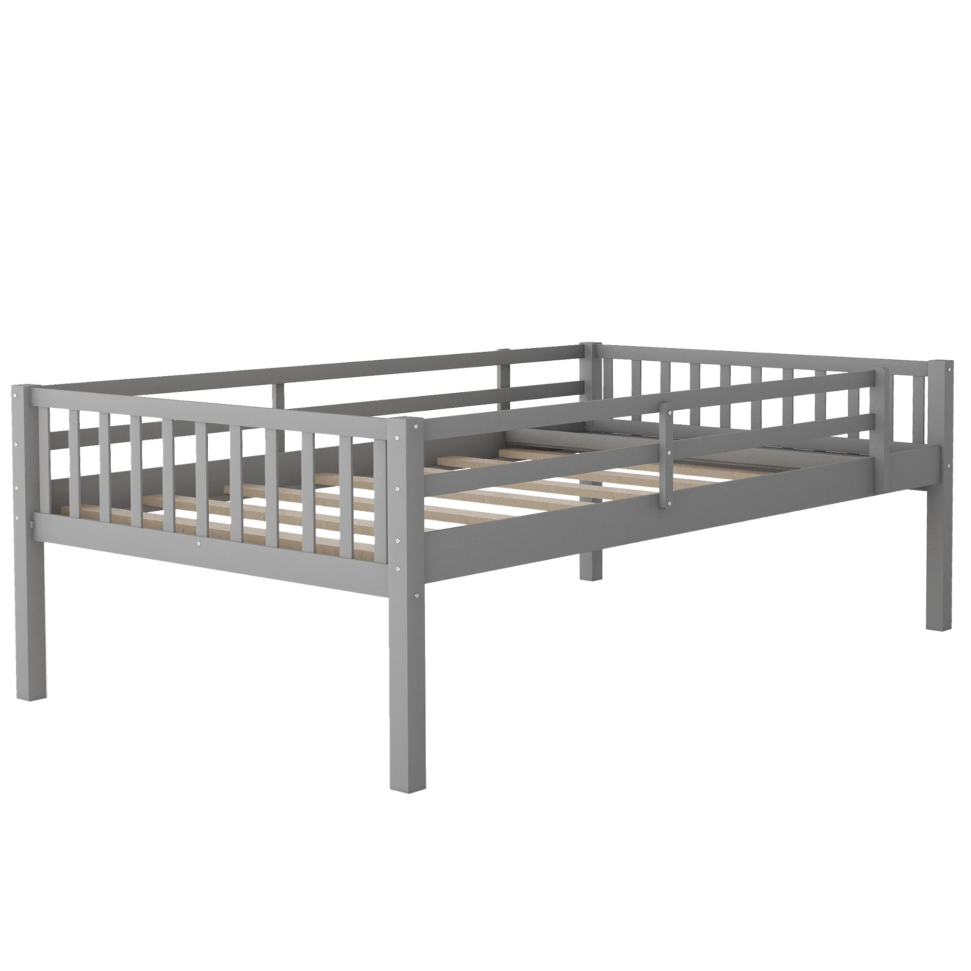 Gray Full Over Double Twin Triple Bunk Beds With Drawers By Homeroots - Image 8