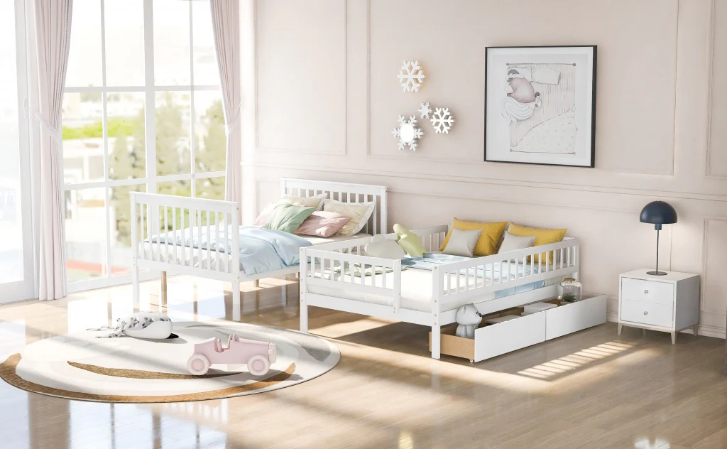 Gray Full Over Full Farmhouse Style Bunk Bed with Storage Staircase By Homeroots - Image 13