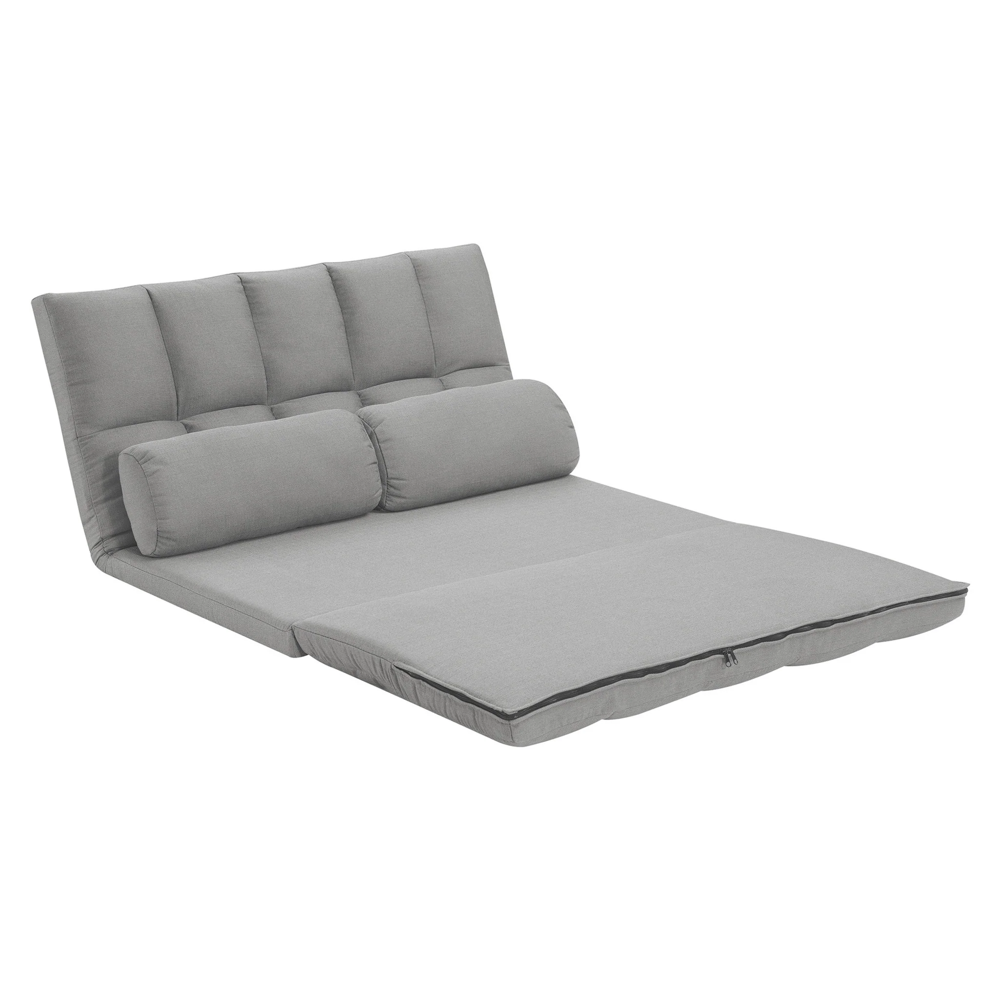 Gray Futon Convertible Sleeper Loveseat and Toss Pillows By Homeroots - Image 2