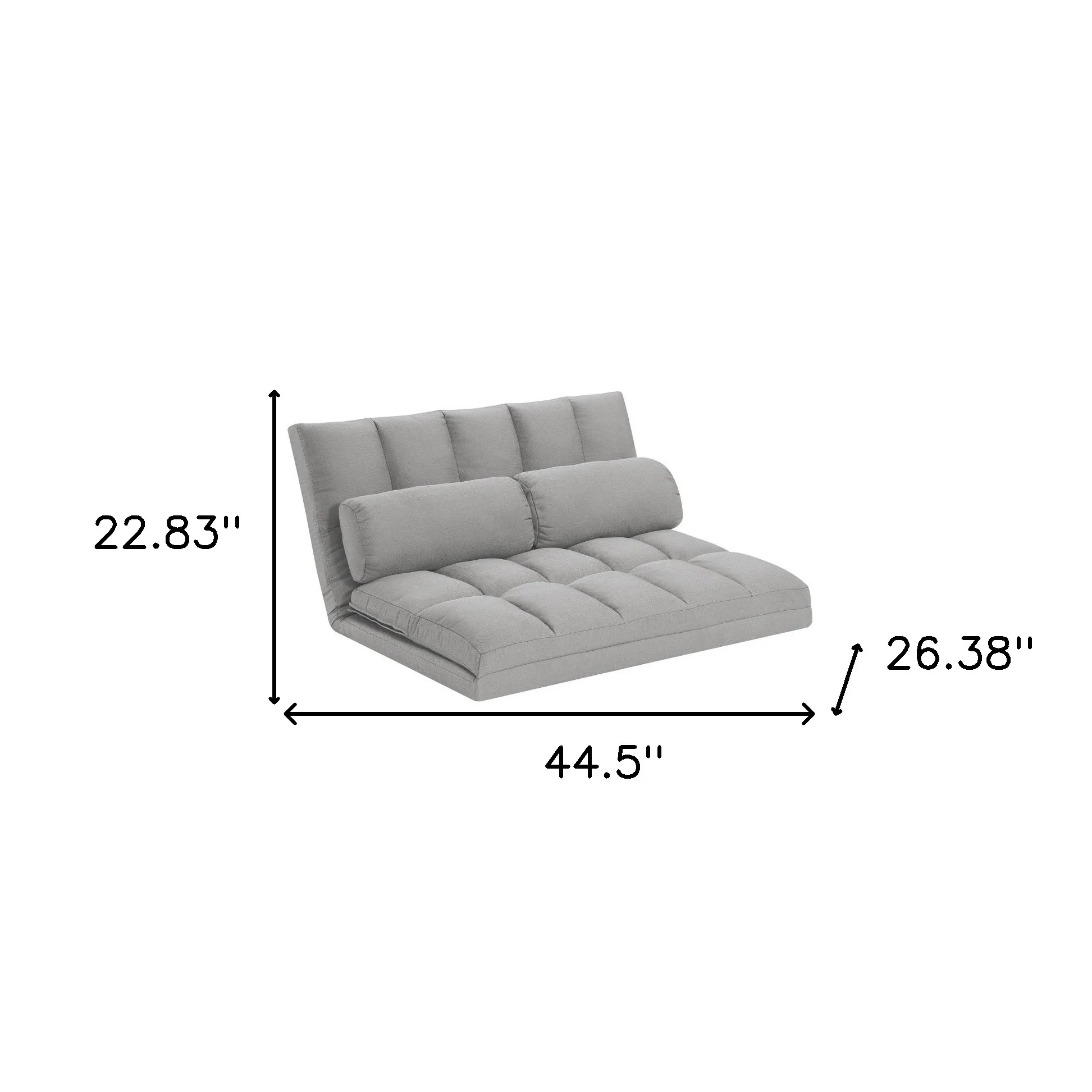 Gray Futon Convertible Sleeper Loveseat and Toss Pillows By Homeroots - Image 4