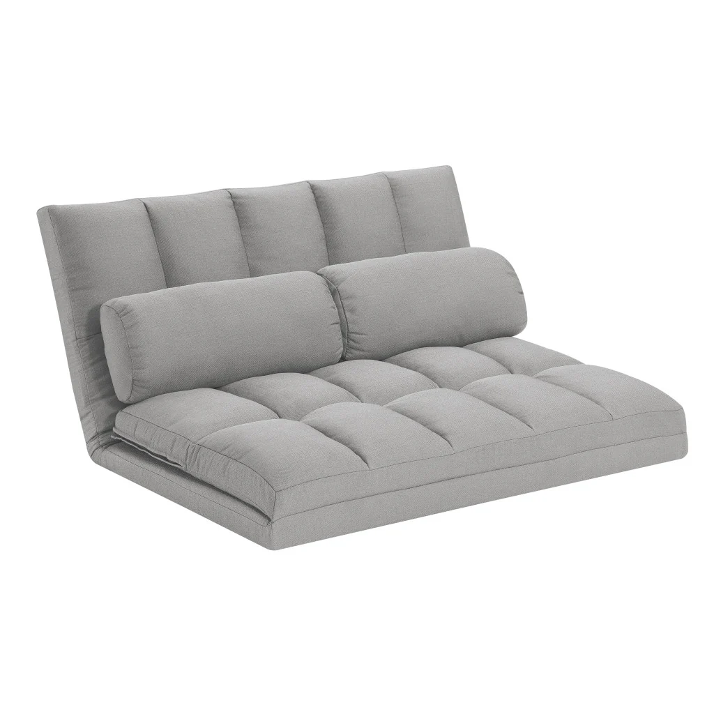 Gray Futon Convertible Sleeper Loveseat and Toss Pillows By Homeroots - Image 5