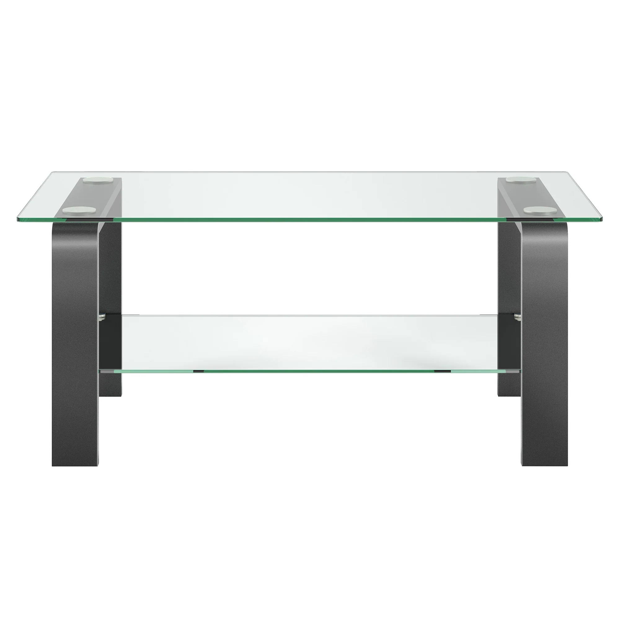 Gray Glass And Steel Coffee Table With Shelf By Homeroots - Image 2