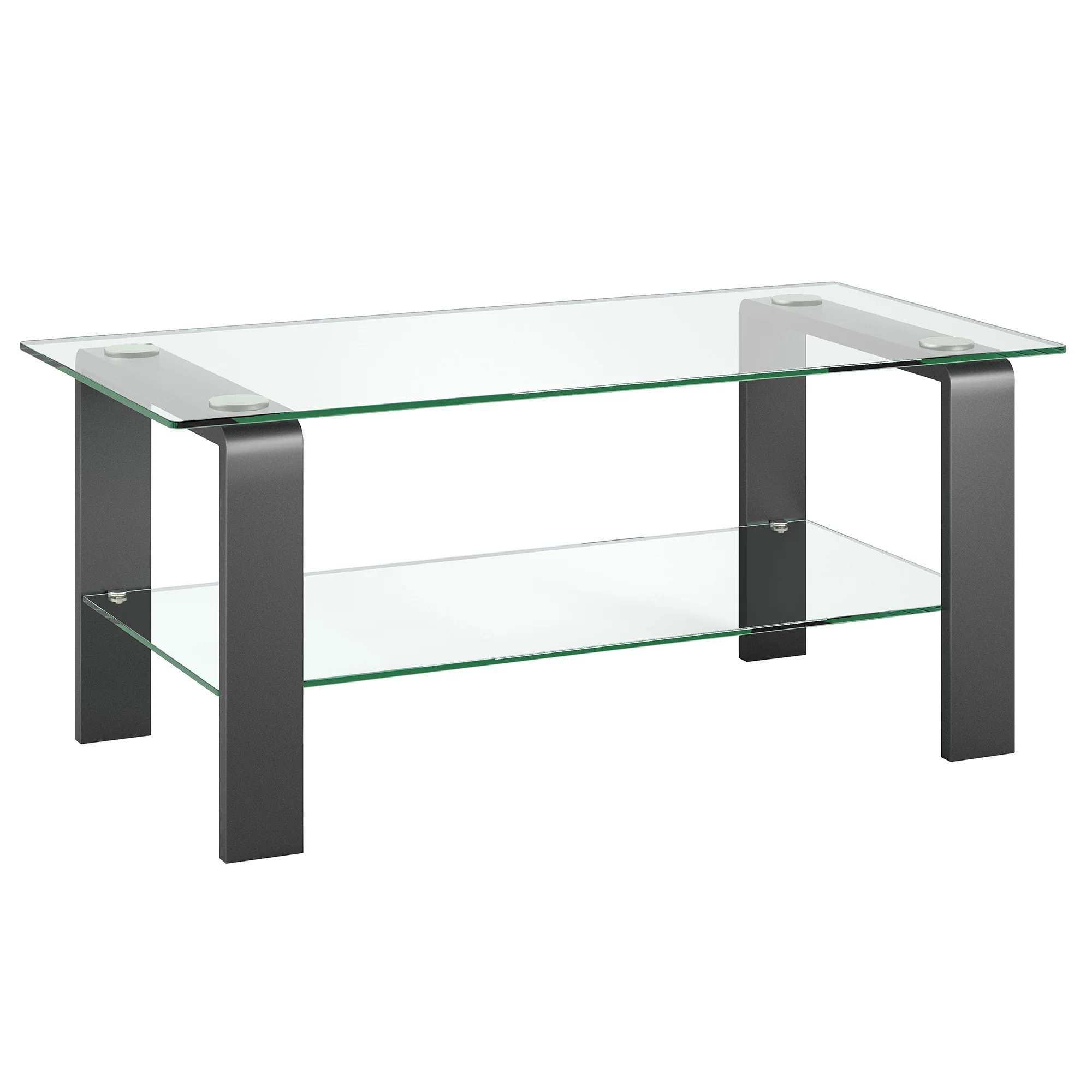 Gray Glass And Steel Coffee Table With Shelf By Homeroots - Image 3