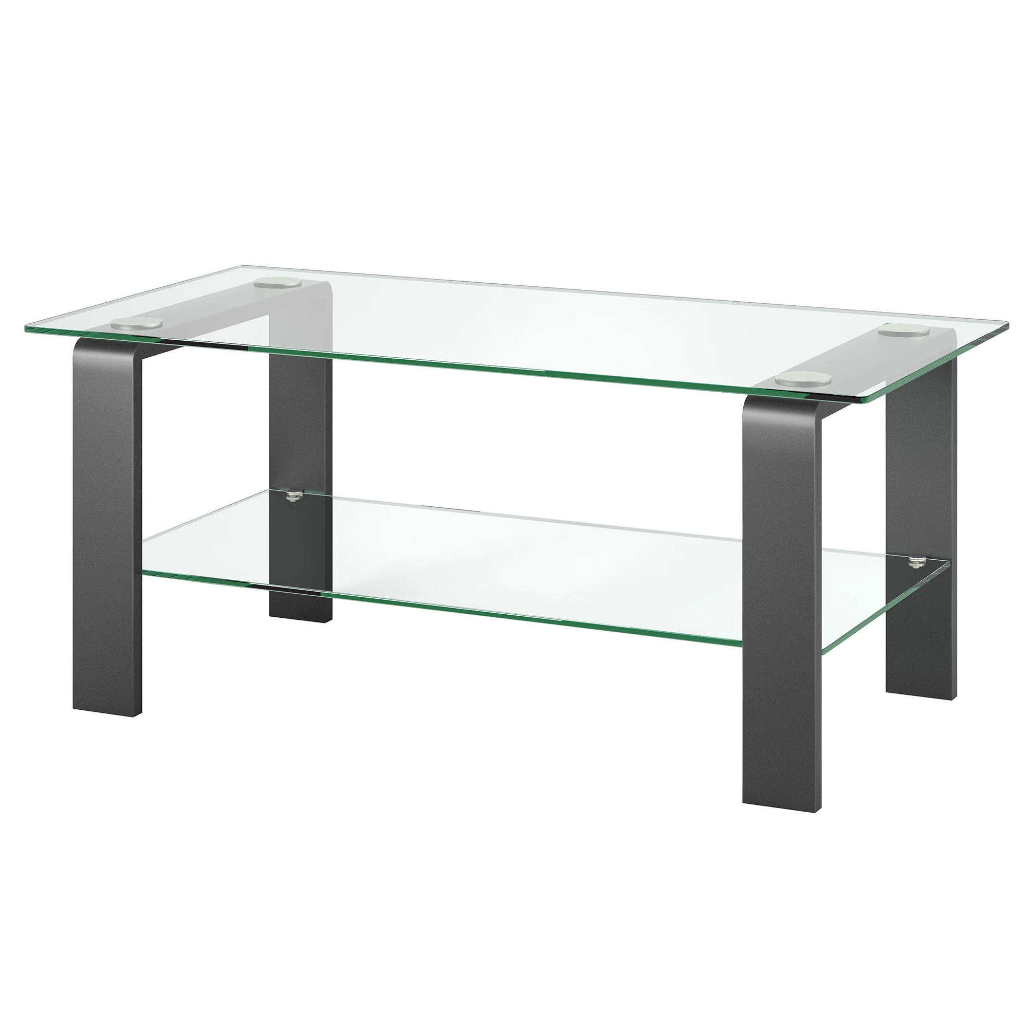 Gray Glass And Steel Coffee Table With Shelf By Homeroots - Image 4