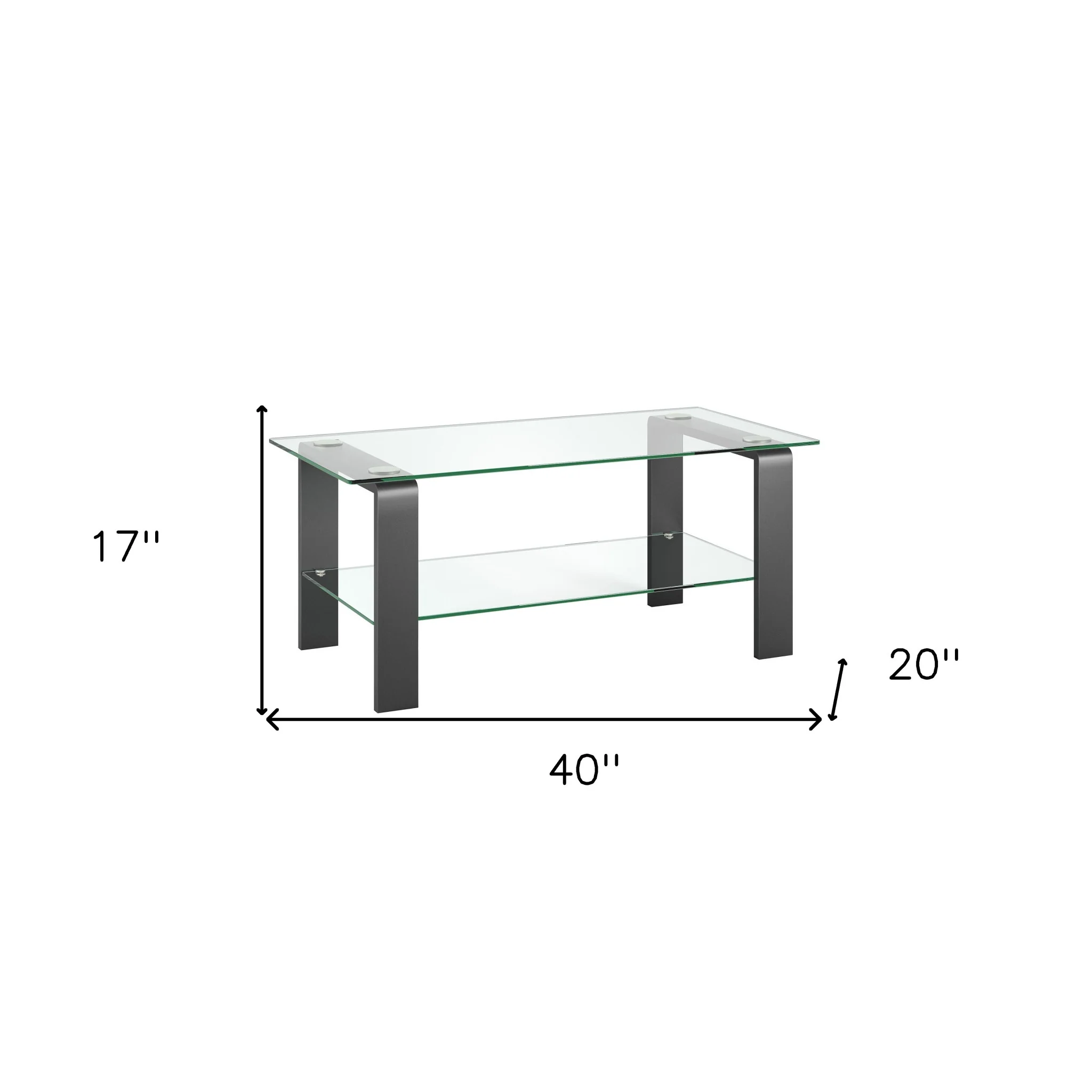 Gray Glass And Steel Coffee Table With Shelf By Homeroots - Image 7