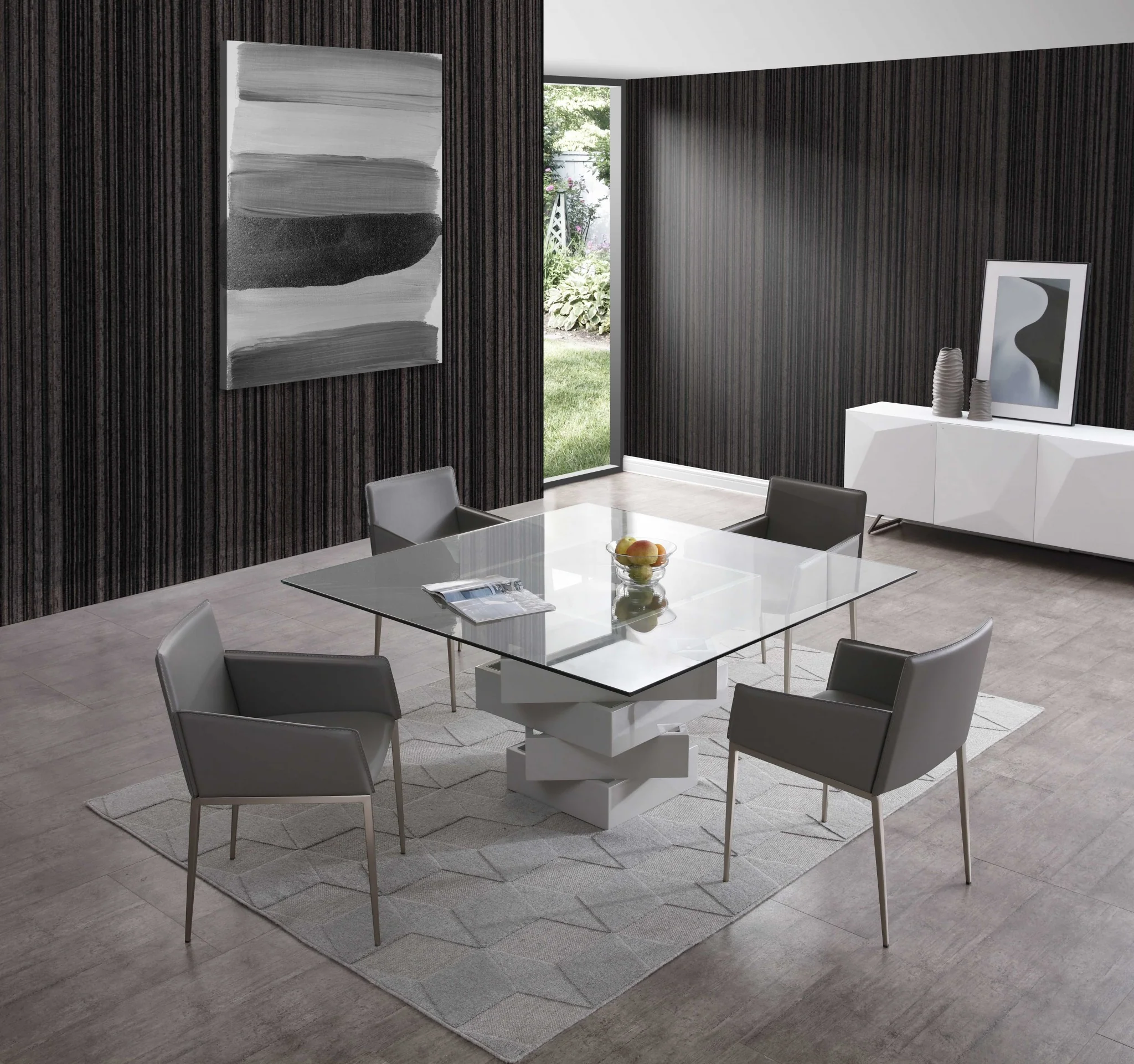 Gray Glass Dining Table By Homeroots - Image 4