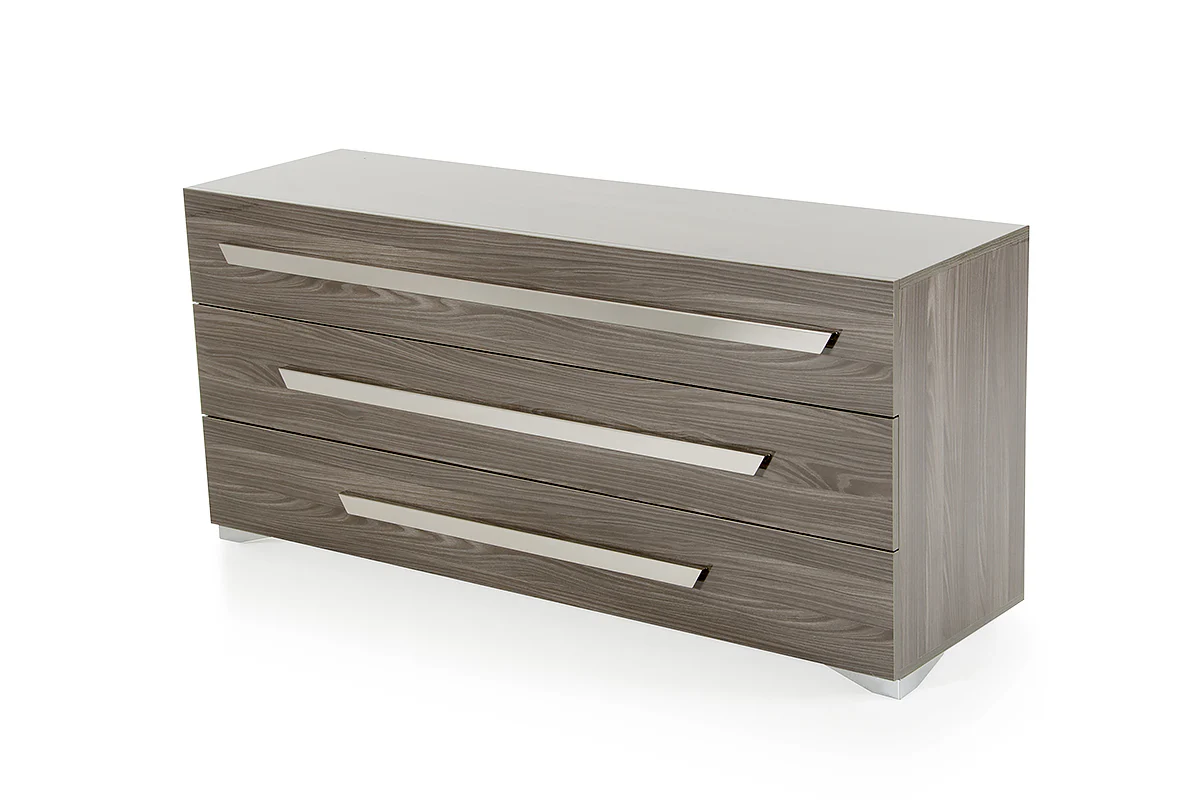 Gray Gradient Lines Chrome 3 Drawer Dresser By Homeroots - Image 2