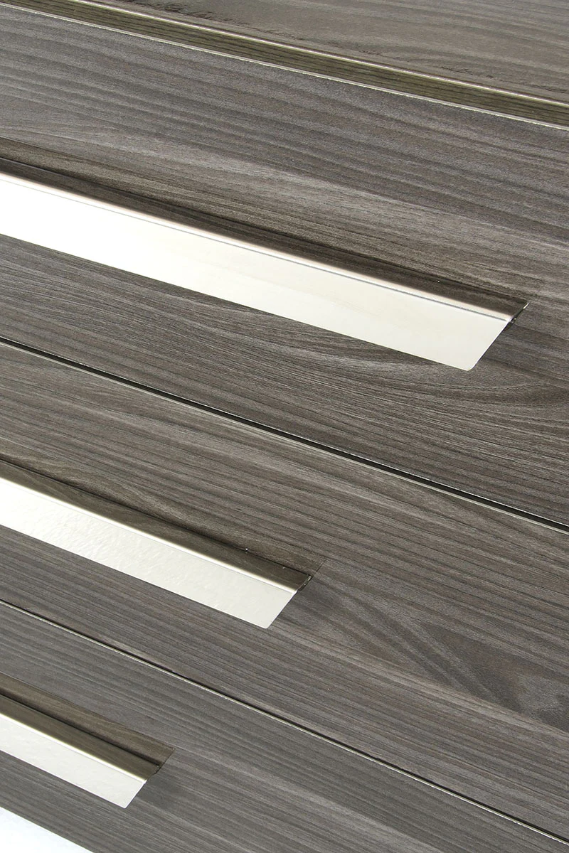 Gray Gradient Lines Chrome 3 Drawer Dresser By Homeroots - Image 5