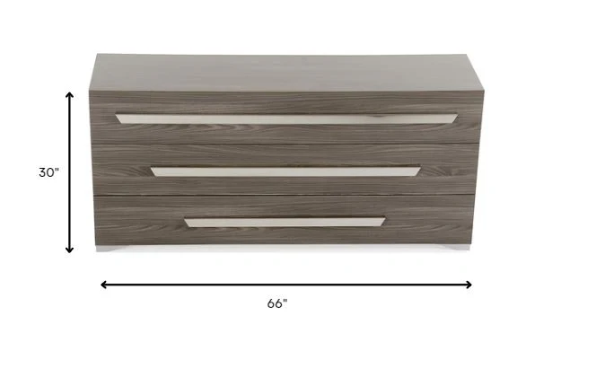 Gray Gradient Lines Chrome 3 Drawer Dresser By Homeroots - Image 6