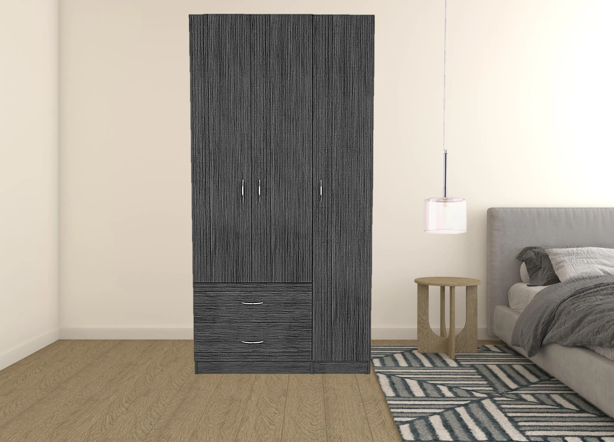 Gray Grainy Oak Manufactured Wood Two Drawer Combo Dresser By Homeroots - Image 4