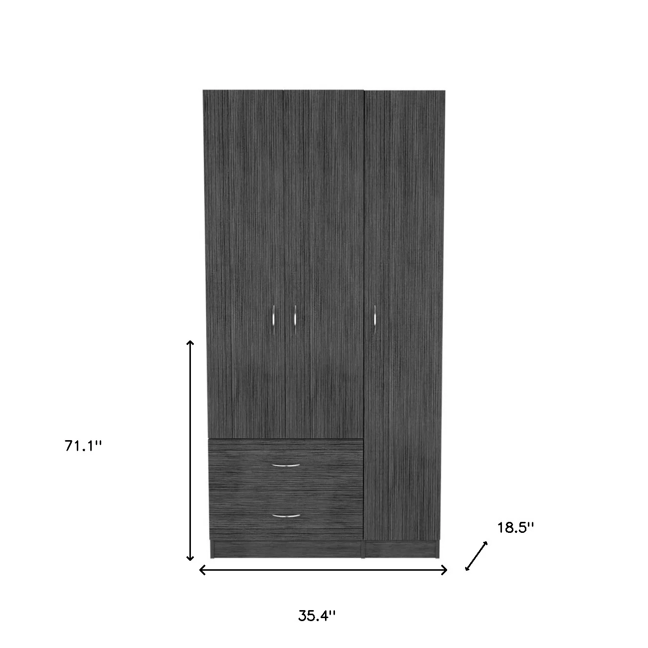 Gray Grainy Oak Manufactured Wood Two Drawer Combo Dresser By Homeroots - Image 6