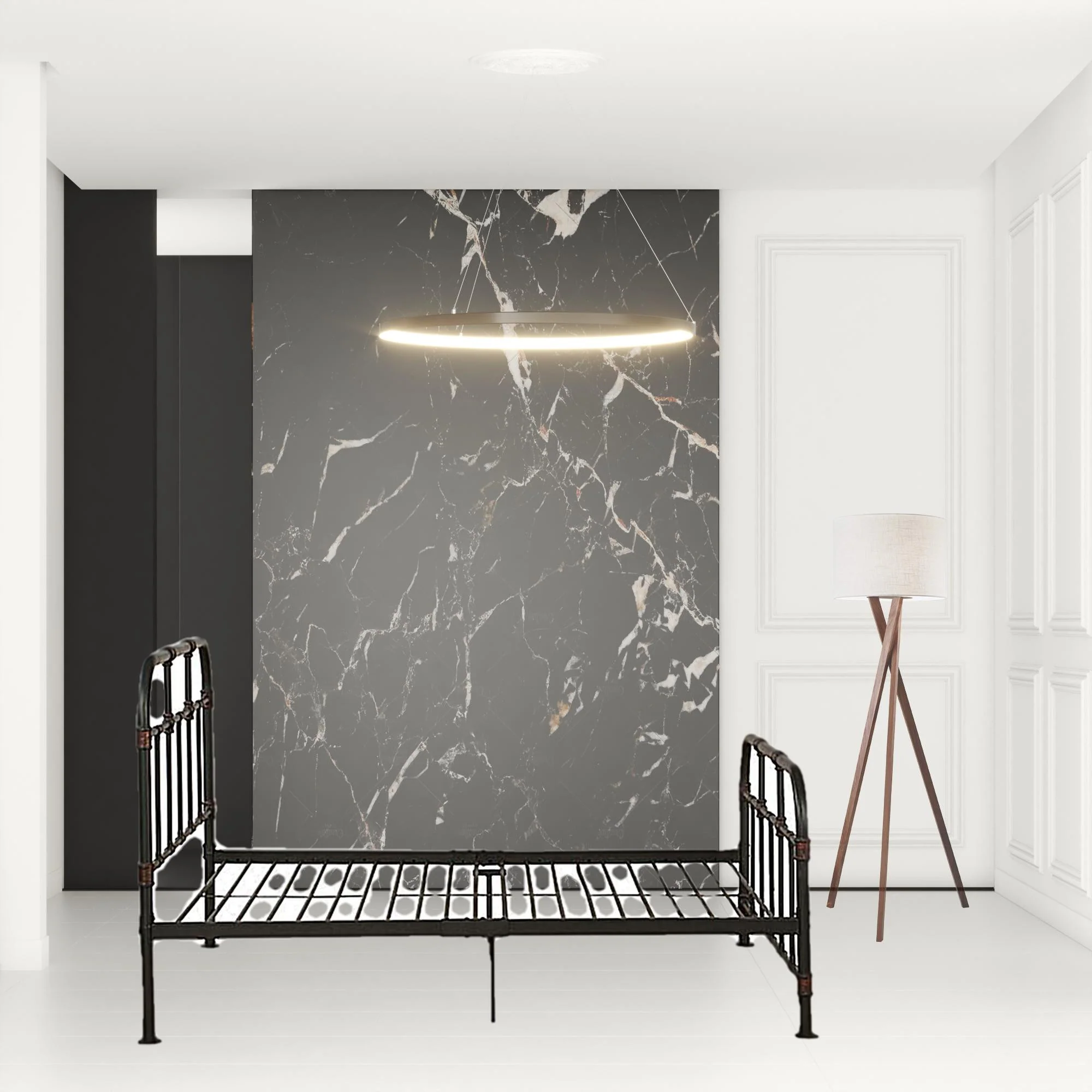 Gray Industrial Pipe Design Full Bed Frame By Homeroots - Image 4