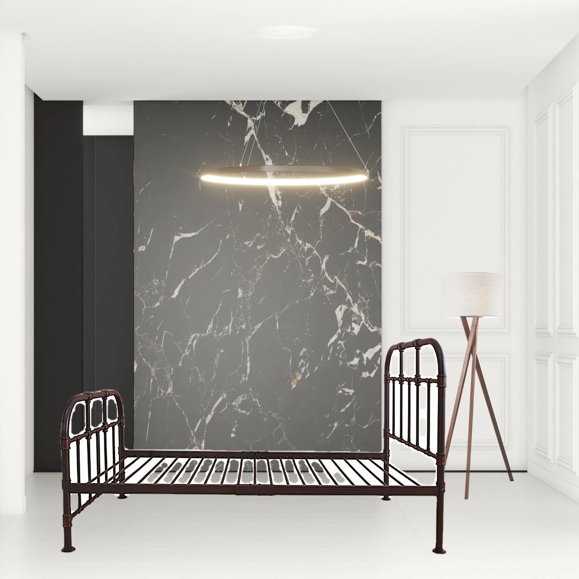 Gray Industrial Pipe Design Twin Bed Frame By Homeroots - Image 3