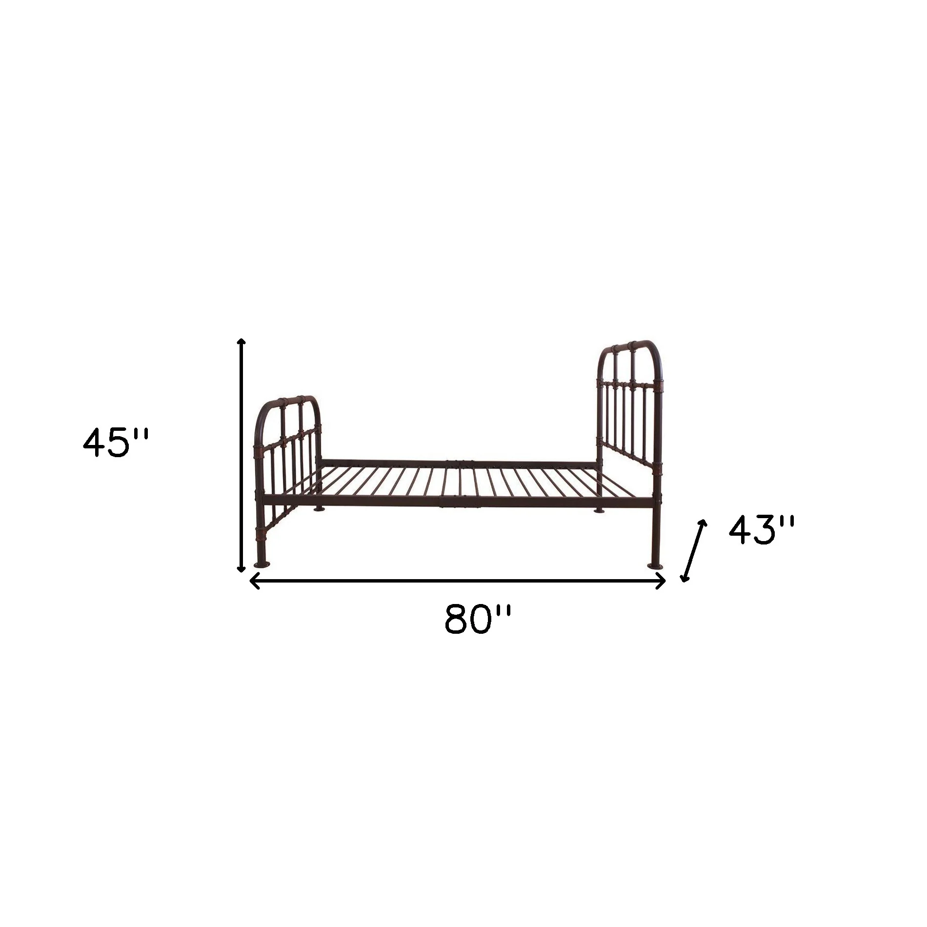 Gray Industrial Pipe Design Twin Bed Frame By Homeroots - Image 4