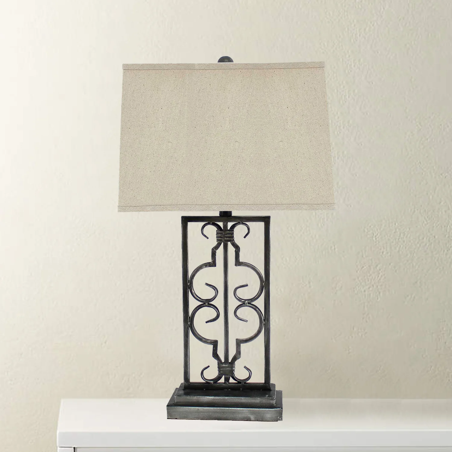 Gray Industrial With Stacked Metal Pedestal - Table Lamp - Image 5