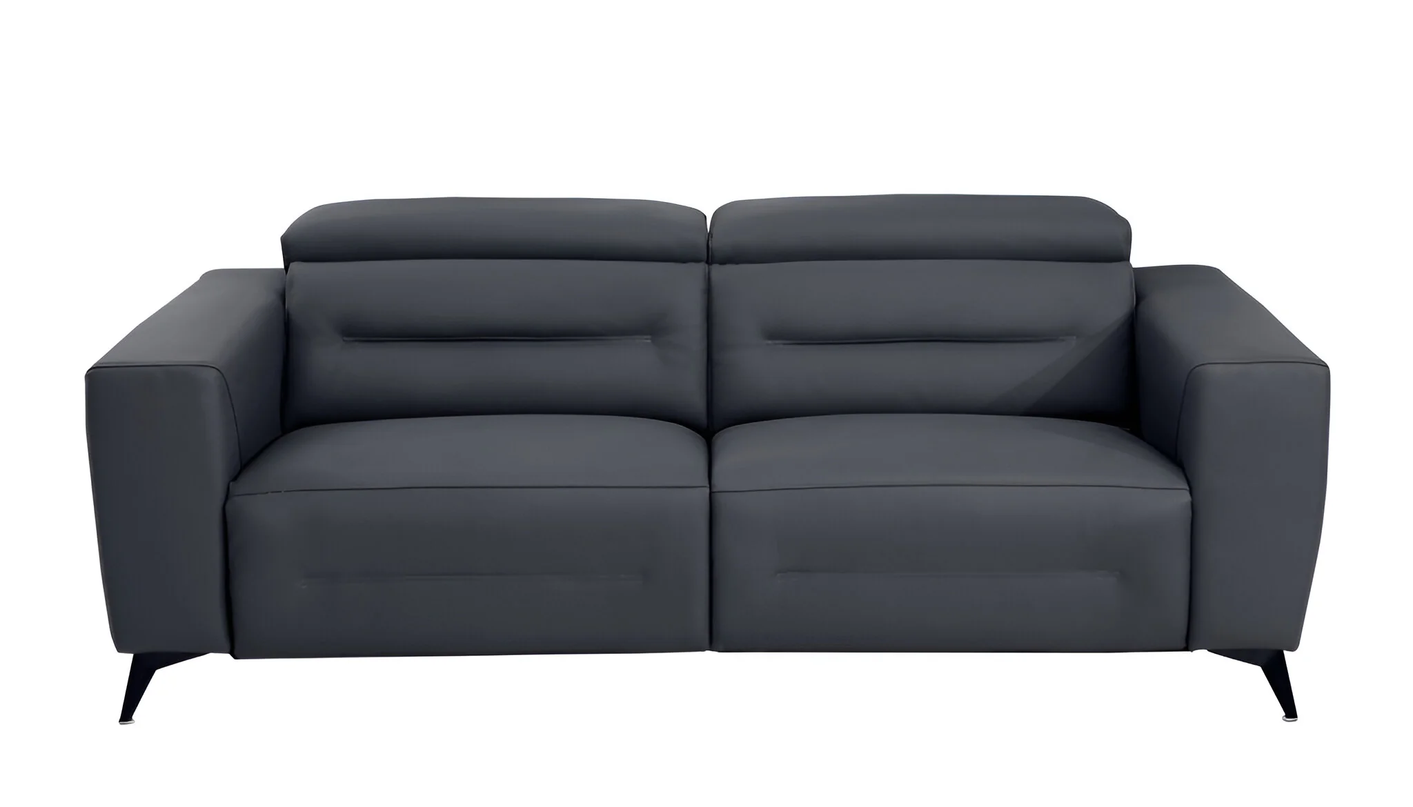 Gray Italian Leather USB Reclining Sofa With Black Legs By Homeroots - Image 2