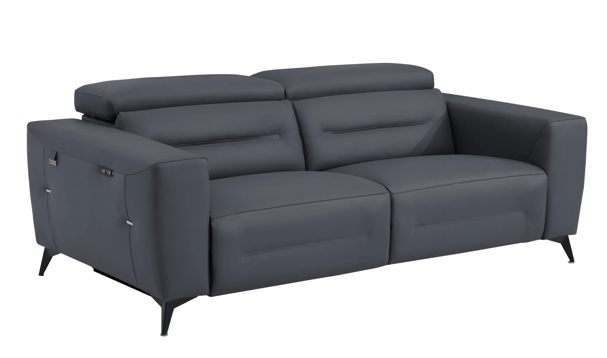 Gray Italian Leather USB Reclining Sofa With Black Legs By Homeroots - Image 3