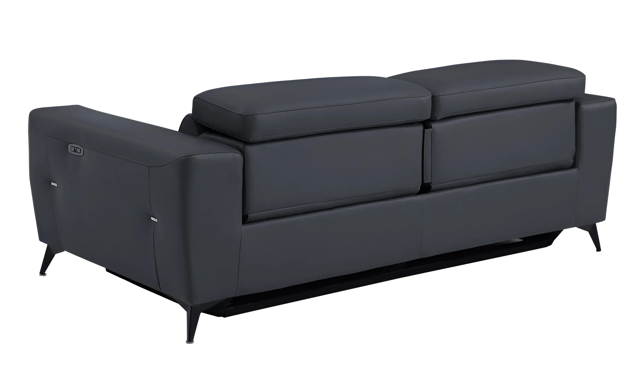 Gray Italian Leather USB Reclining Sofa With Black Legs By Homeroots - Image 4