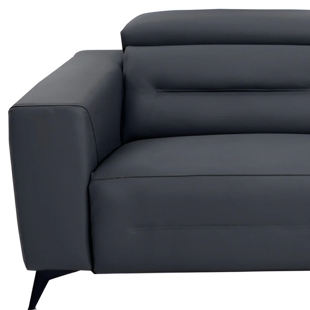 Gray Italian Leather USB Reclining Sofa With Black Legs By Homeroots - Image 7