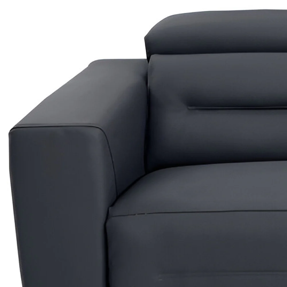 Gray Italian Leather USB Reclining Sofa With Black Legs By Homeroots - Image 8