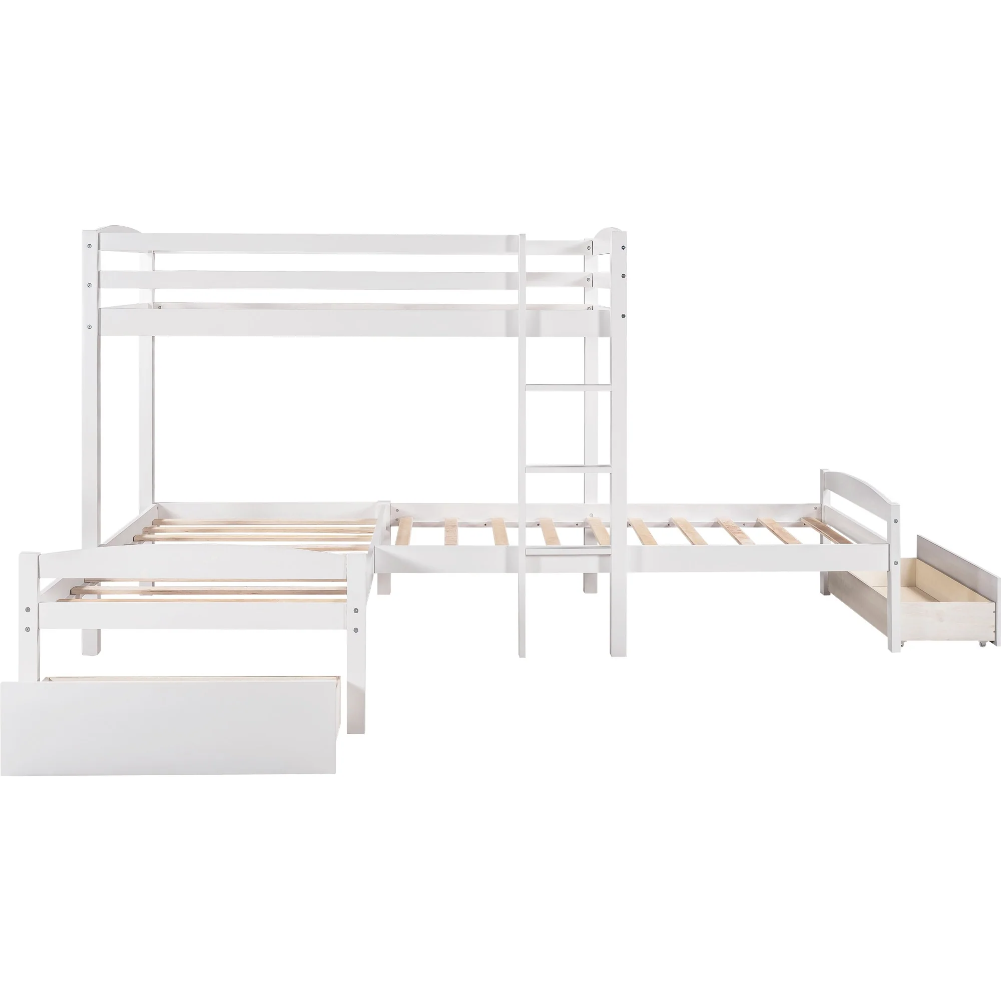 Gray L Shaped Triple Bunk Bed With Drawers By Homeroots - Image 18